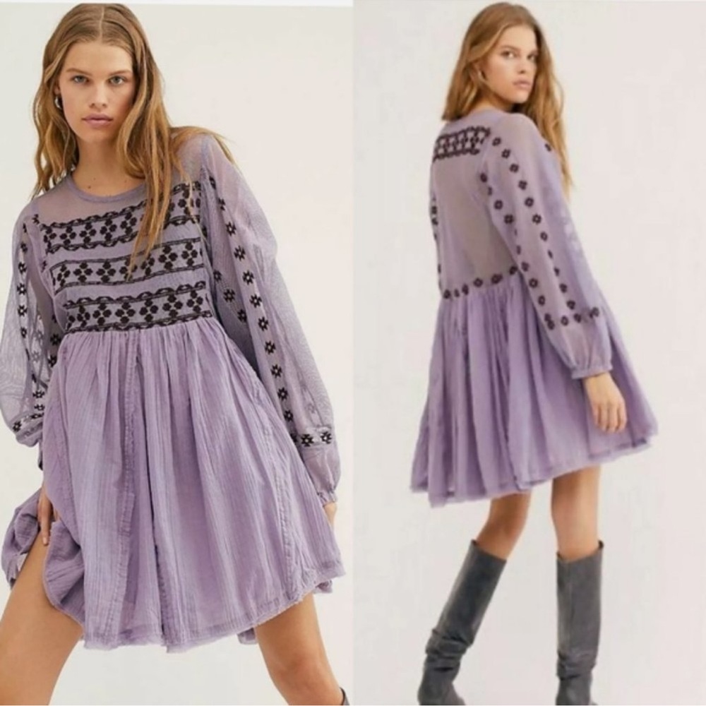 Elegant Purple Floral Women's Dress